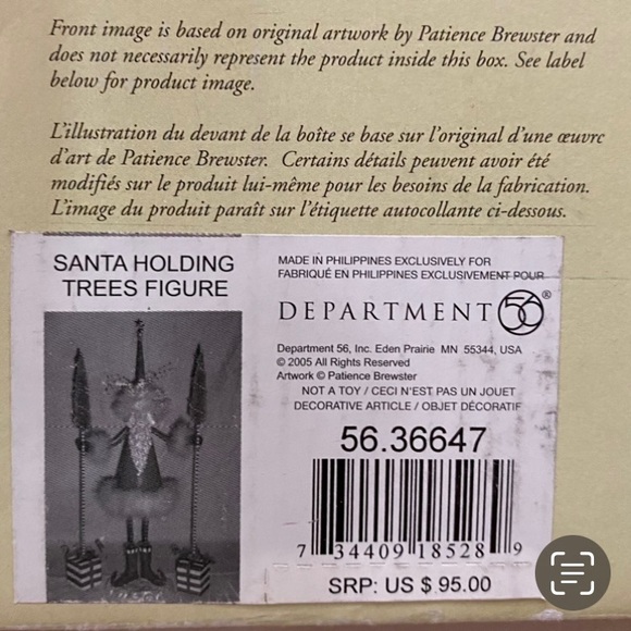 Retired 2005 DEPARTMENT 56 Christmas Krinkles Santa Holding Trees Figure - Picture 3 of 15